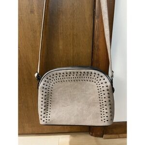 Sam & Hadley Taupe Cut Out Dome Crossbody Bag‎ Purse 3 Compartment Zip Snap